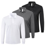 Mens Polo Shirts Long Sleeve 3 Pack Quick Dry Breathable Lightweight Golf Polo T Shirts Casual Sports Gym Tennis Tops