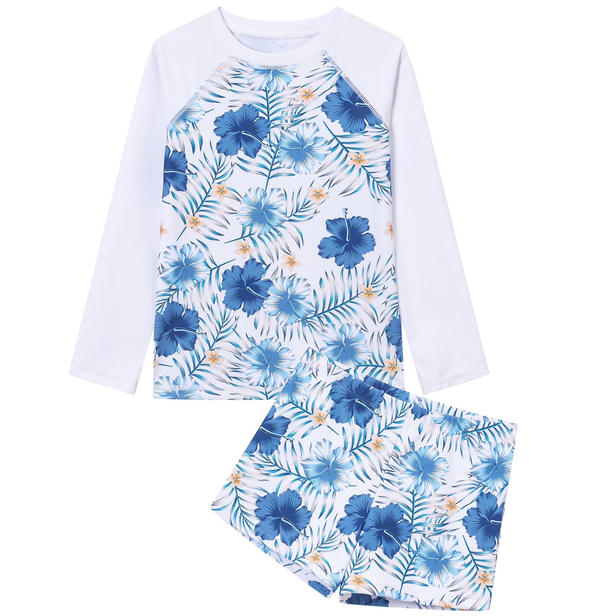 Ewbob 2 Piece Girls Swimsuit Long Sleeves Swimwear Rash Guard