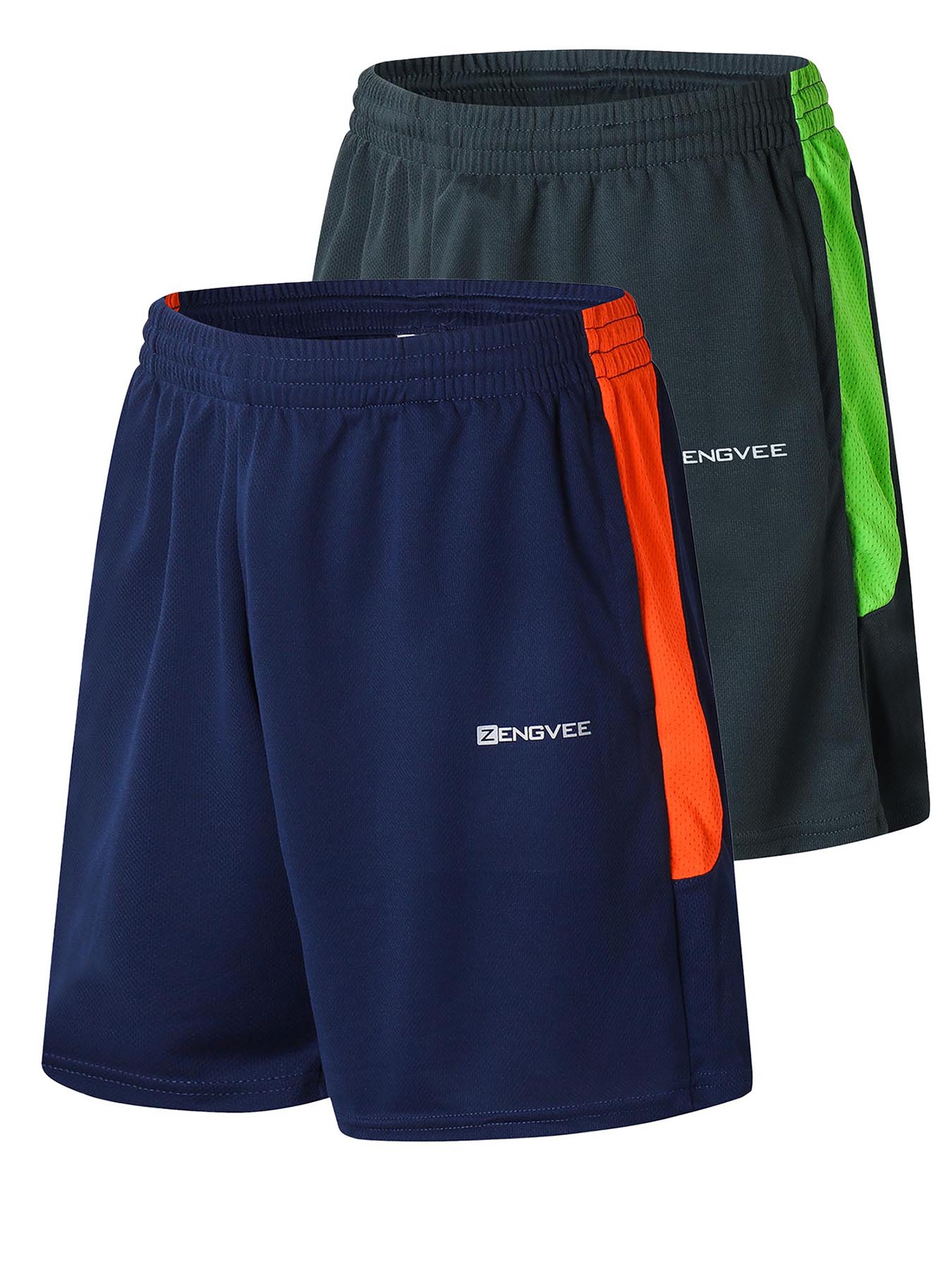 2 Pack Men's Running Shorts Gym Athletic Shorts with Zip Pockets