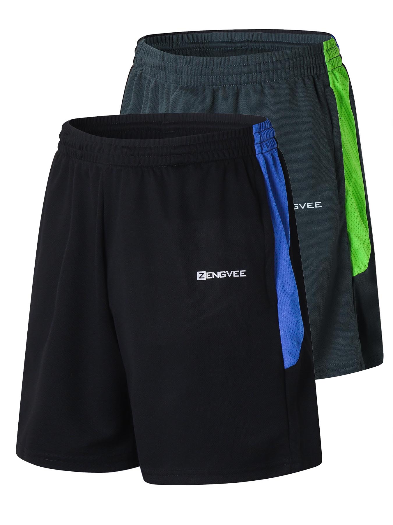 2 Pack Men's Running Shorts Gym Athletic Shorts with Zip Pockets