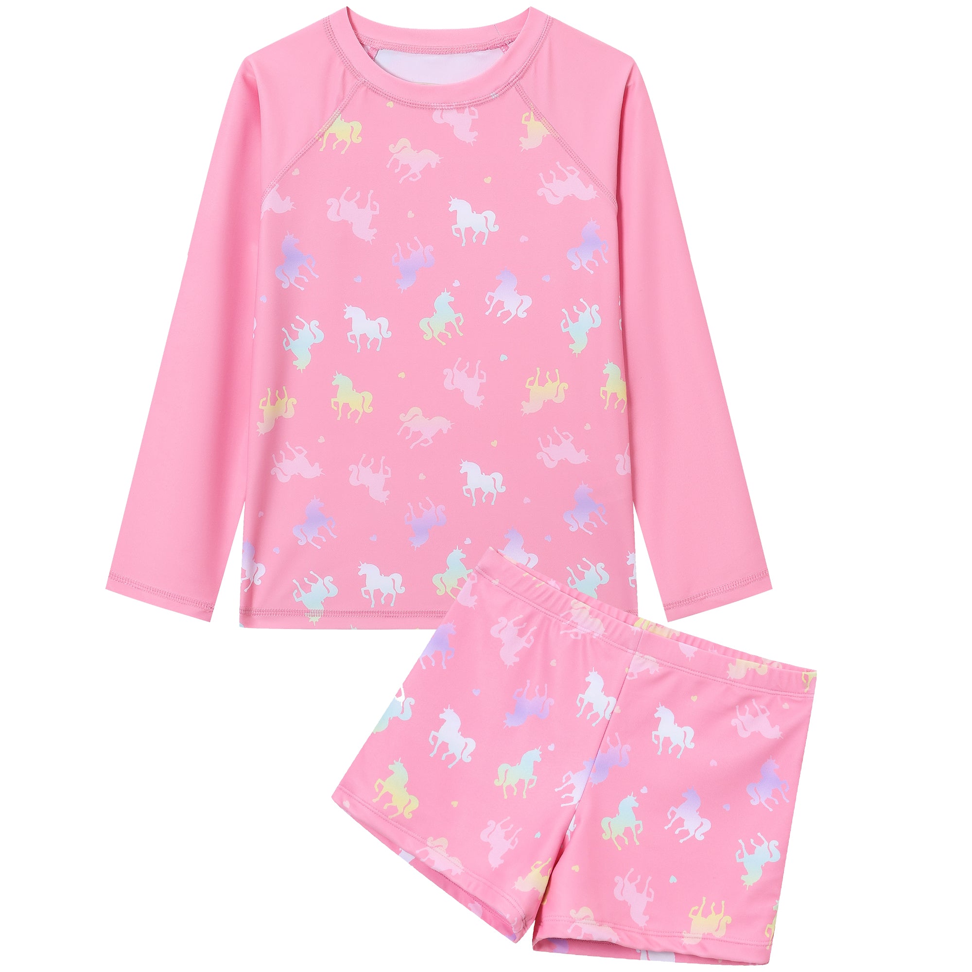 Ewbob 2 Piece Girls Swimsuit Long Sleeves Swimwear Rash Guard