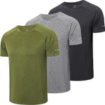 frueo Men's 3 Pack Workout Shirts Moisture Wicking Short Sleeve Athletic T-Shirts