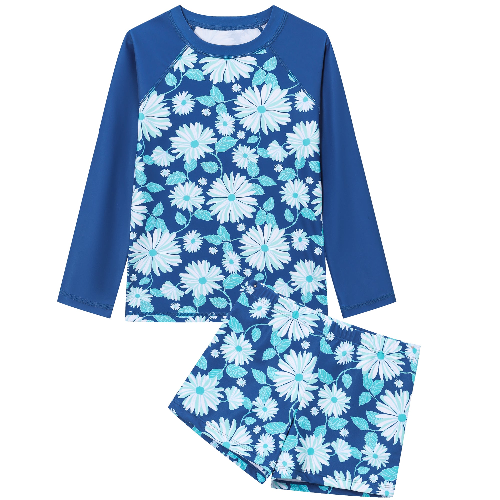 Ewbob 2 Piece Girls Swimsuit Long Sleeves Swimwear Rash Guard