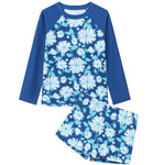 Ewbob 2 Piece Girls Swimsuit Long Sleeves Swimwear Rash Guard
