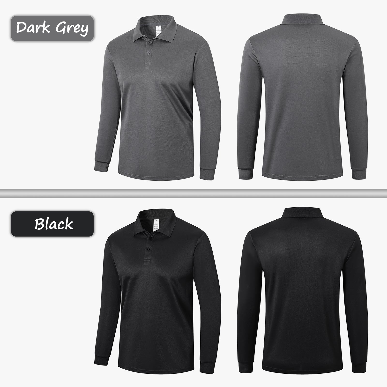 Mens Polo Shirts Long Sleeve 3 Pack Quick Dry Breathable Lightweight Golf Polo T Shirts Casual Sports Gym Tennis Tops