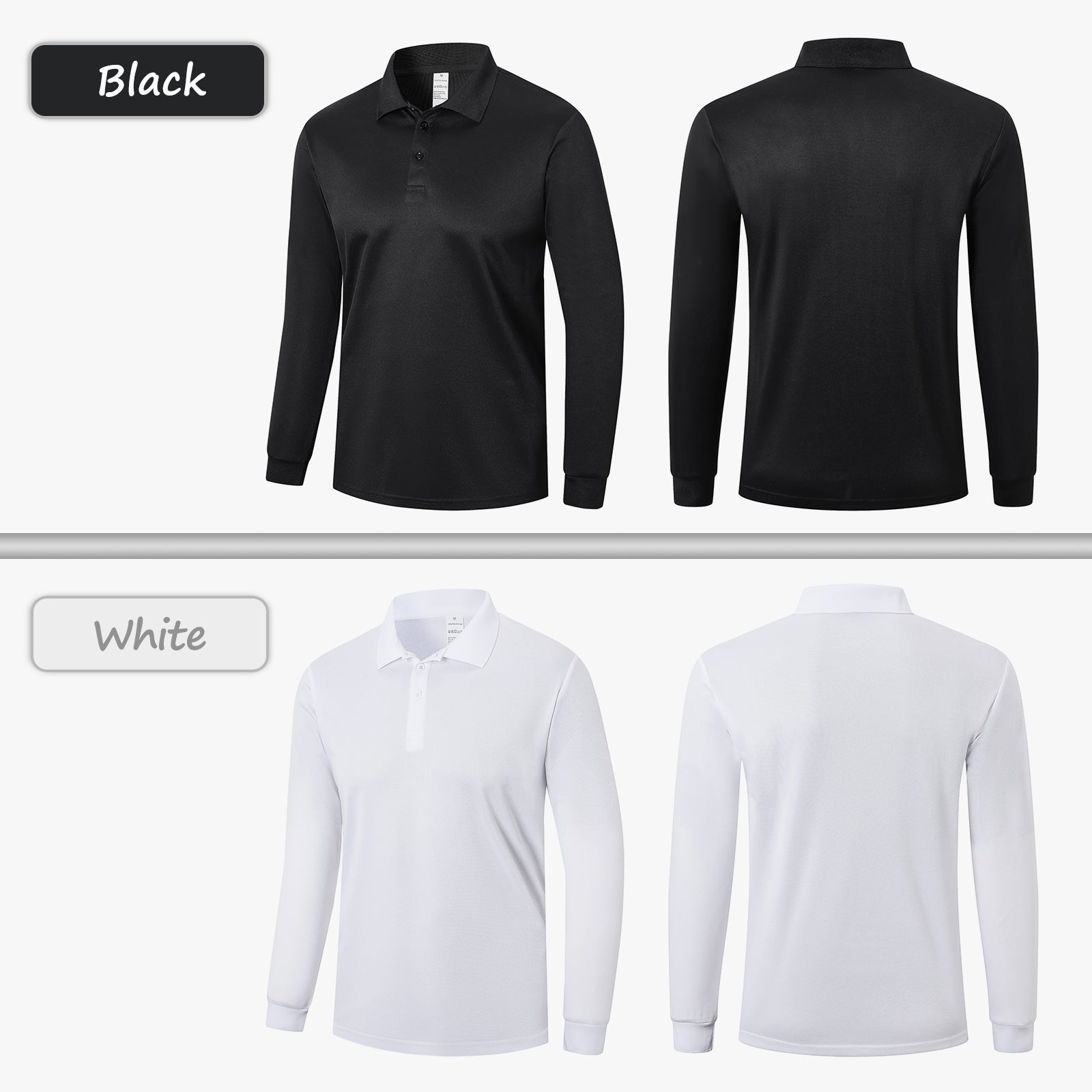 Mens Polo Shirts Long Sleeve 3 Pack Quick Dry Breathable Lightweight Golf Polo T Shirts Casual Sports Gym Tennis Tops