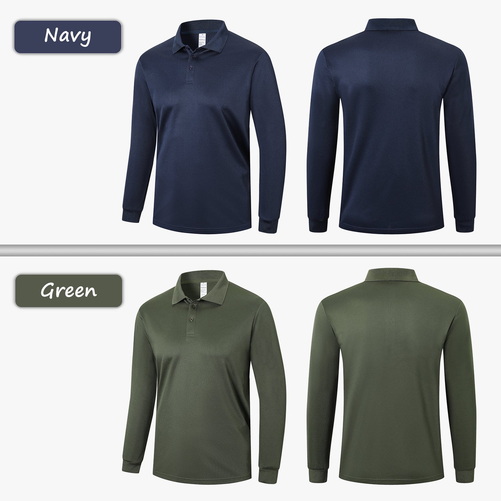 Mens Polo Shirts Long Sleeve 3 Pack Quick Dry Breathable Lightweight Golf Polo T Shirts Casual Sports Gym Tennis Tops