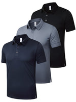 3-Pack Men's Quick-Dry Golf Polo Shirts Short Sleeve