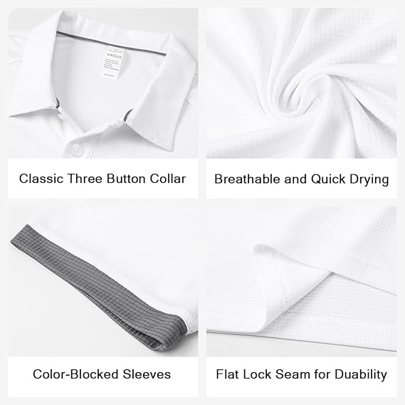 Gaiatiger 5 Pack Mens Polo Shirts Multipack Short Sleeve Breathable Golf Polo Collar Buttoned Mens Tops Gym Sport T Shirts