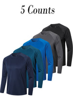 5 Pack Long Sleeve Shirts for Men Moisture Wicking UPF SPF Sun Protection Tee Shirts Workout T Shirts Casual