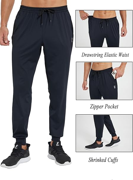Men's Sweatpants with  Pockets Open Bottom Athletic Pants for Jogging, Workout, Gym, Running, Training