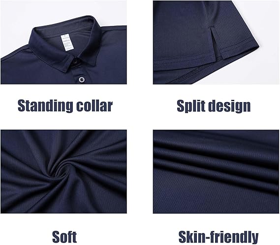 5-Pack Men's Quick-Dry Golf Polo Shirts Short Sleeve