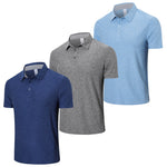 Cimic Polo Shirts for Men Adult Short Sleeve Golf Polo T Shirts Mens 3 Pack Work Casual Gym Tennis Workout Breathable Quick Dry Tops