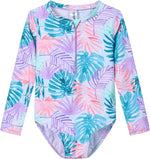Ewbob Girls One Piece Swimsuit Long Sleeves Rash Guard