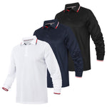 Gaiatiger 3 Pack Mens Polo Shirts Breathable Moisture Wicking Work Polo T Shirts Casual Tops Long Sleeve Golf Shirts Sports Tee