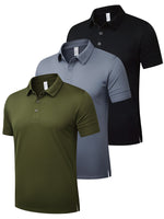3-Pack Men's Quick-Dry Golf Polo Shirts Short Sleeve