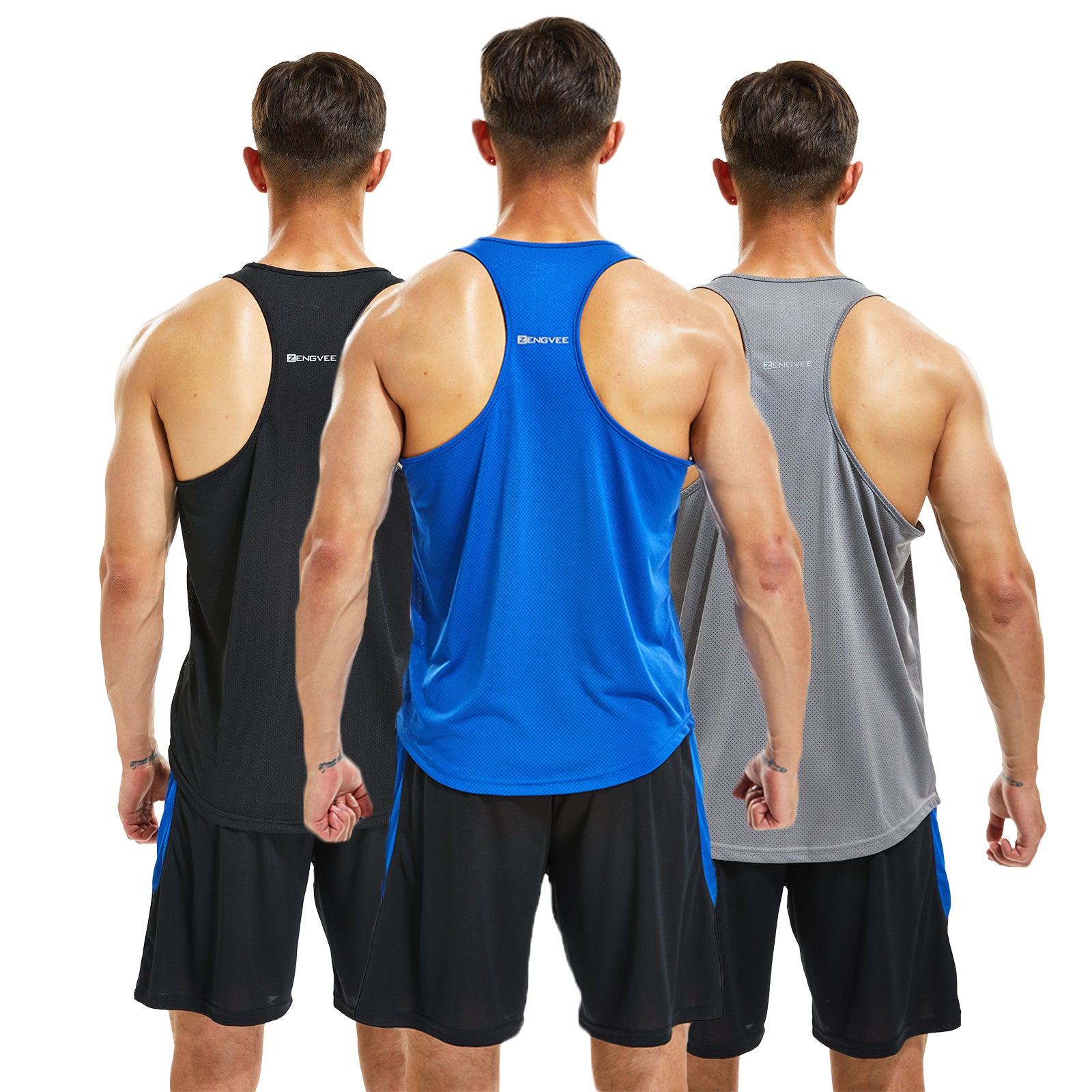 frueo 3 Pack Mens Y-Back Sleeveless Tops Running Muscle Tank Top