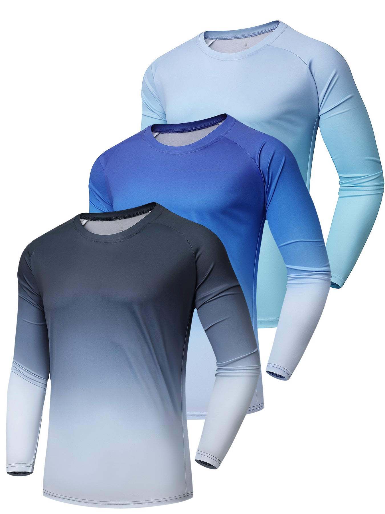 3 Pack: Men's Long Sleeve T Shirts,  UV Sun Protection Outdoor Hiking Athletic Active Tops