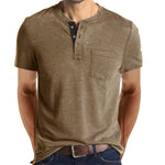 Mens Henley Short Sleeve Casual Fashion T Shirt Tops