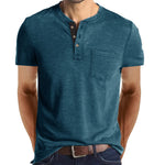 Mens Henley Short Sleeve Casual Fashion T Shirt Tops