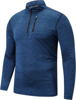 frueo Mens Long Sleeve 1/4 Zip Warm Sportwear Running Gym Tops