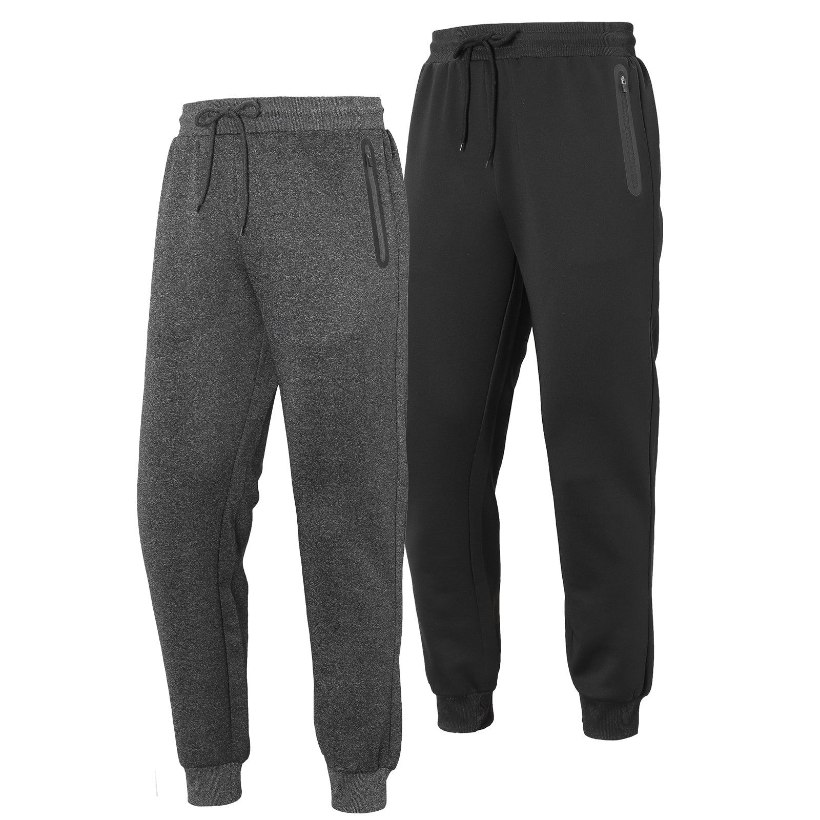 2 Pack Men's Joggers Tracksuit Bottoms Pants Track Pants for Men Sports Sweatpants Long Jogging Training Trousers Zip Pockets