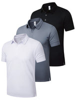 3 Pack Polo Shirts for Men  Performance Short Sleeve Golf Moisture Wicking Athletic Collar Tops