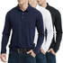 HUAKANG 3Pack Long Sleeve Polo Shirts Mens Golf Polo Shirt