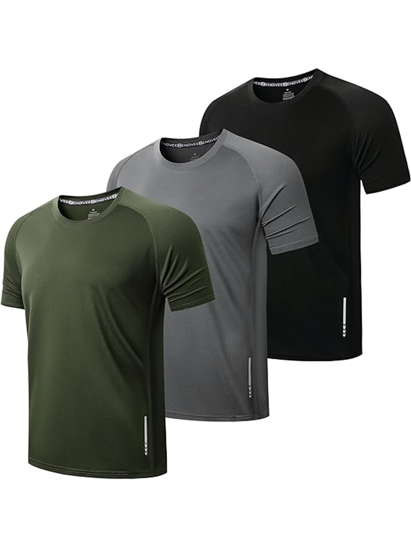 Men's 3 Pack Workout Shirts  Moisture Wicking Short Sleeve Mesh Athletic T-Shirts Lightweight Athletic