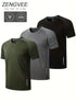 ZENGVEE 3pcs Breathable T-shirts with Reflective Stripes for Men