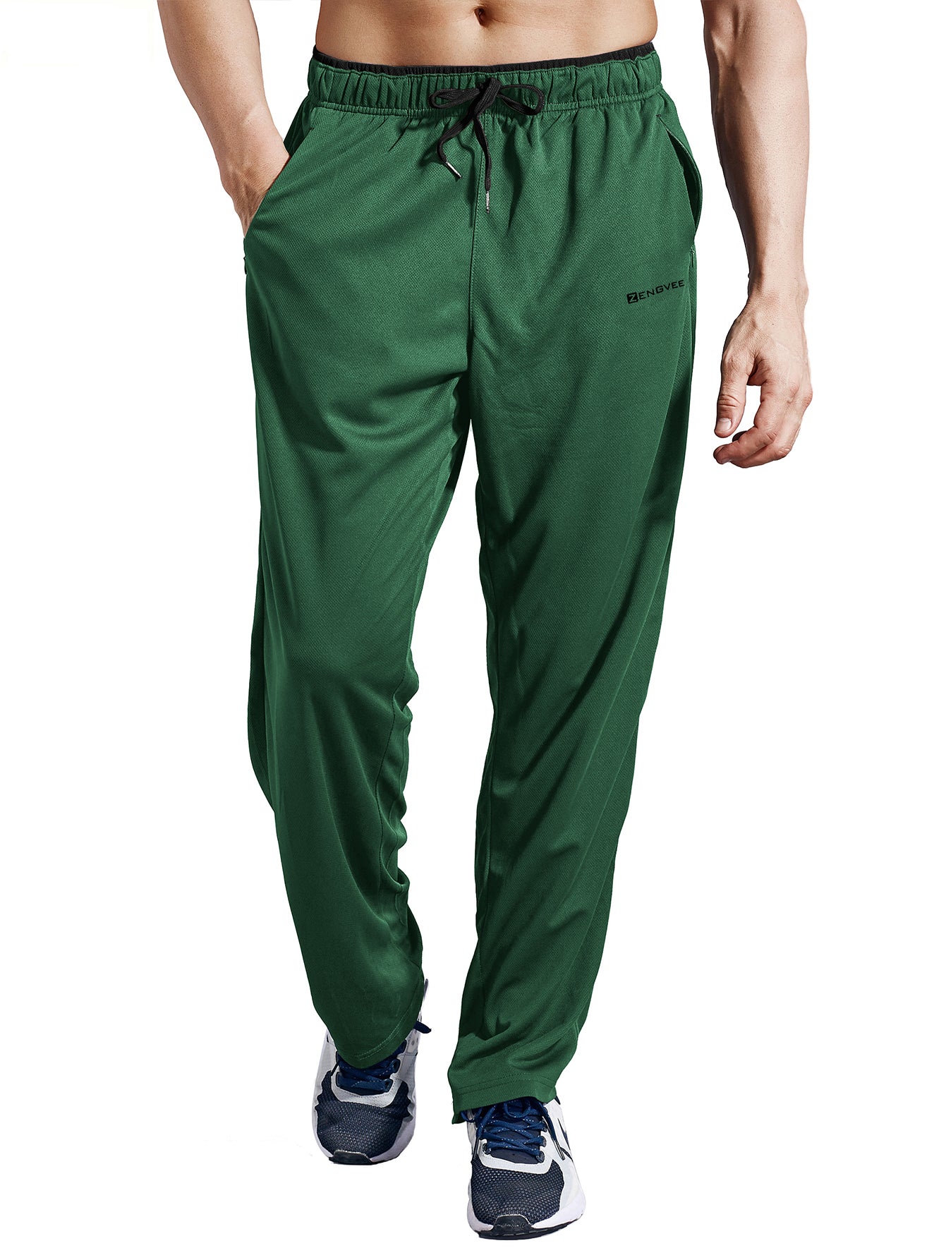 Men's Sweatpants with Zipper Pockets Open Bottom Athletic Pants