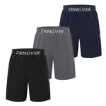 ZENGVEE 3 Pack Men's Athletic Running Shorts with Zipper Pockets Quick Dry Lightweight Gym Shorts Workout Casual