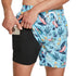 frueo 2 in 1 Swimming Trunks Men with Zipper Pocket Beach Shorts