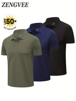 3 Pack Men's Polo Shirts Short Sleeve Quick Dry Breathable Golf Polo Shirts