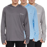 HUAKANG 3Pack Men's UPF 50+ UV Sun Protection Performance Long Sleeve Outdoor T Shirt