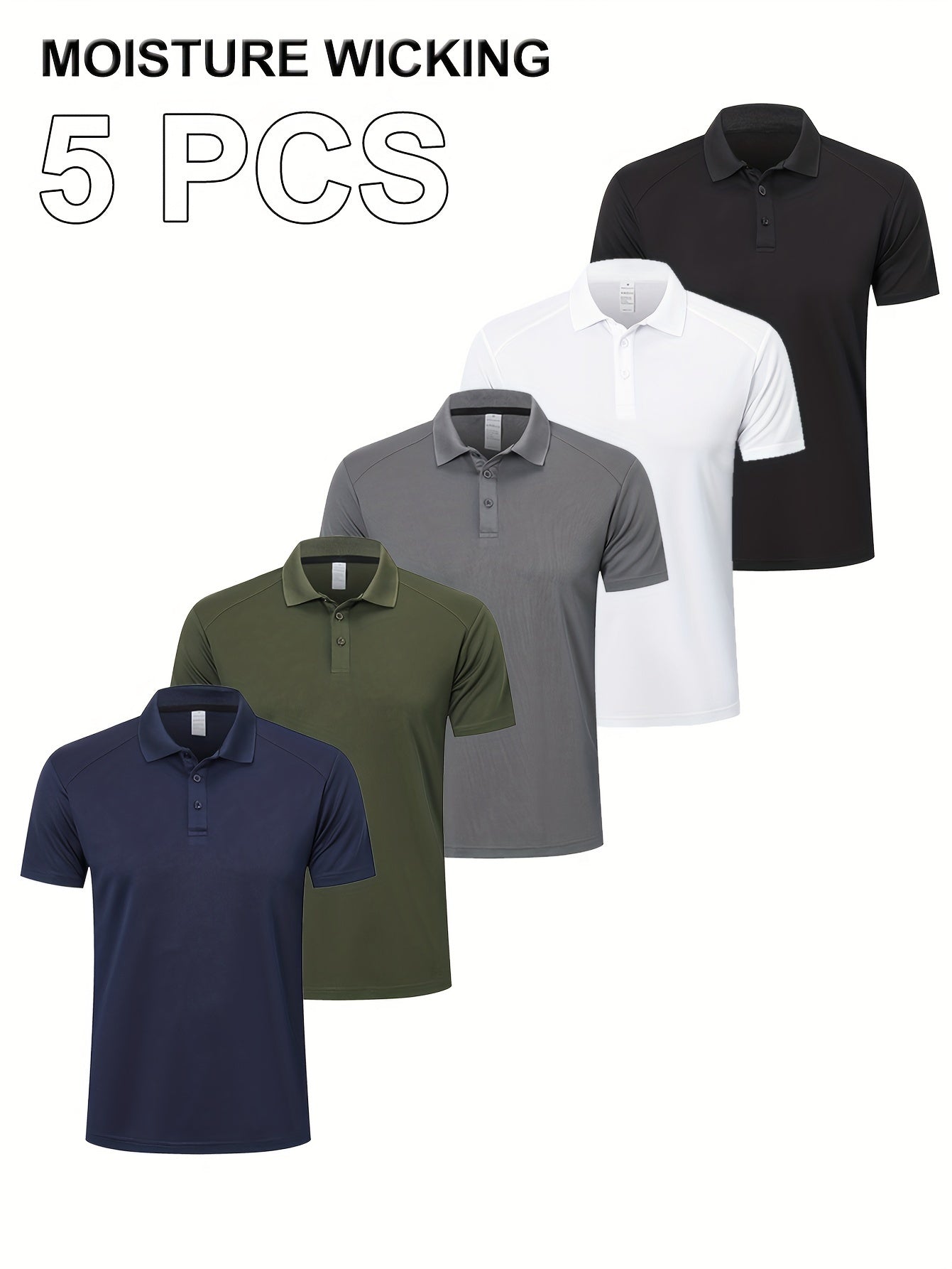 ZENGVEE 5pcs Men's Golf Polo Shirts