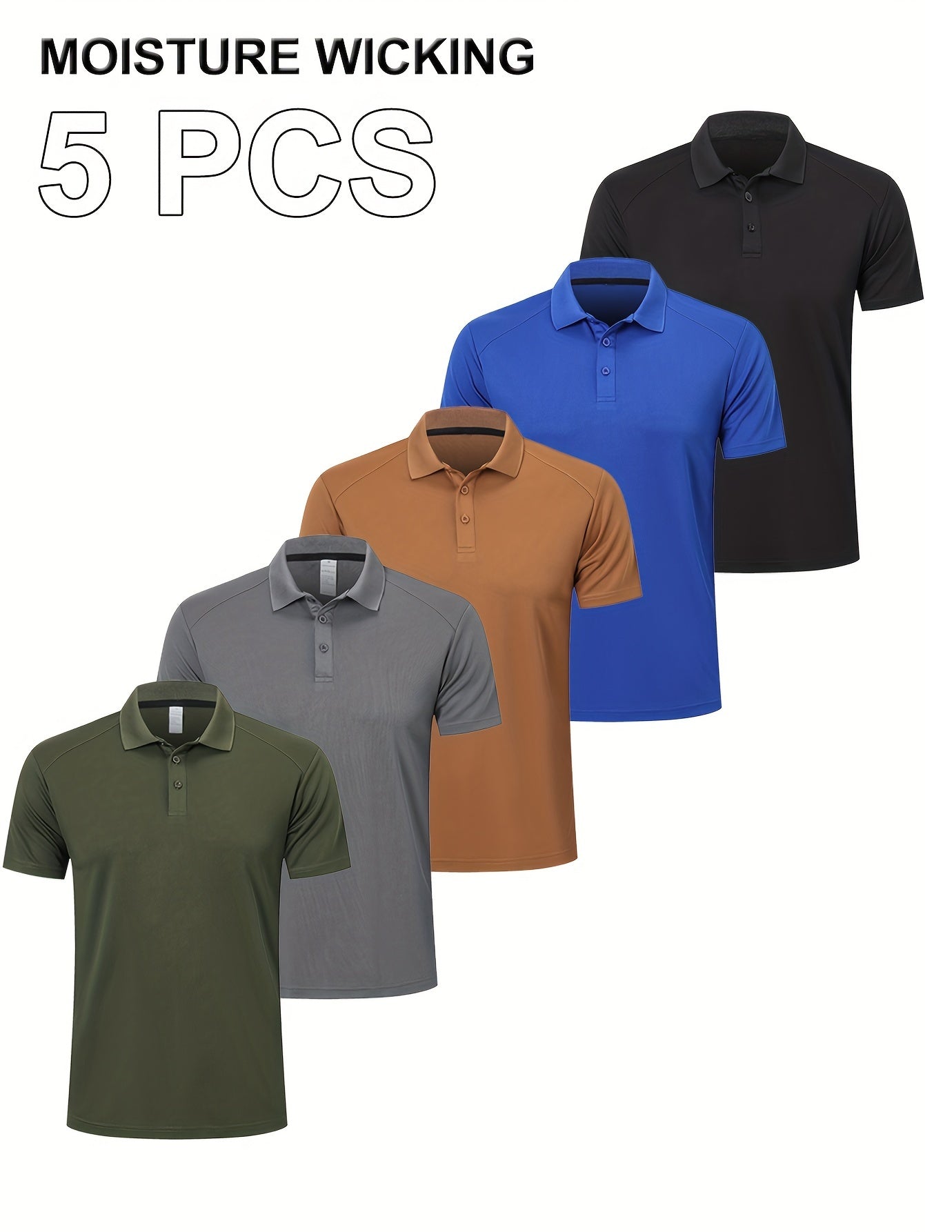 ZENGVEE 5pcs Men's Golf Polo Shirts