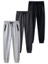 3 Pack  Active Athletic Workout Jogger Sweatpants for Men with Zipper Pocket and Drawstring