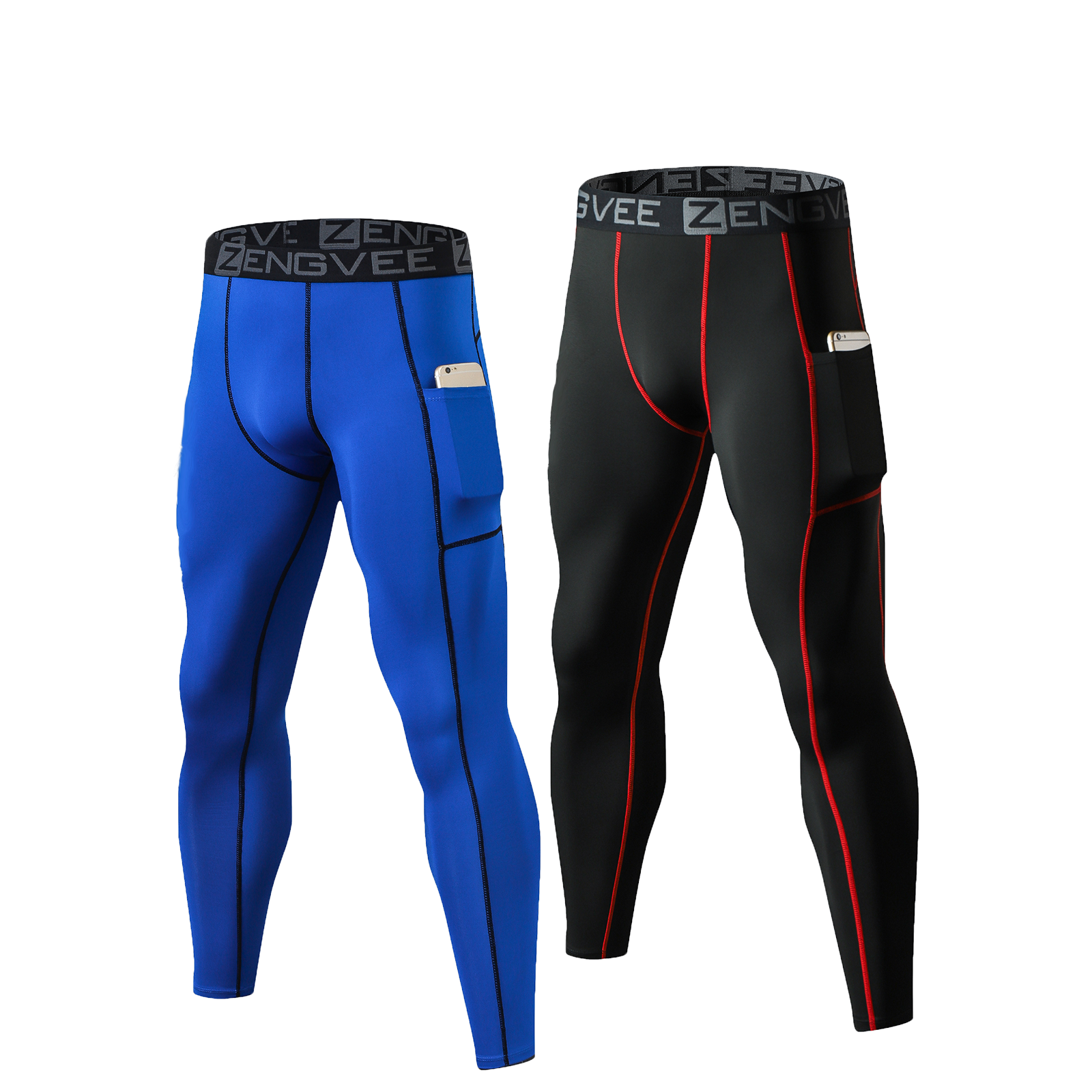 HUAKANG 2 Pack Compression Pants Men with Pockets