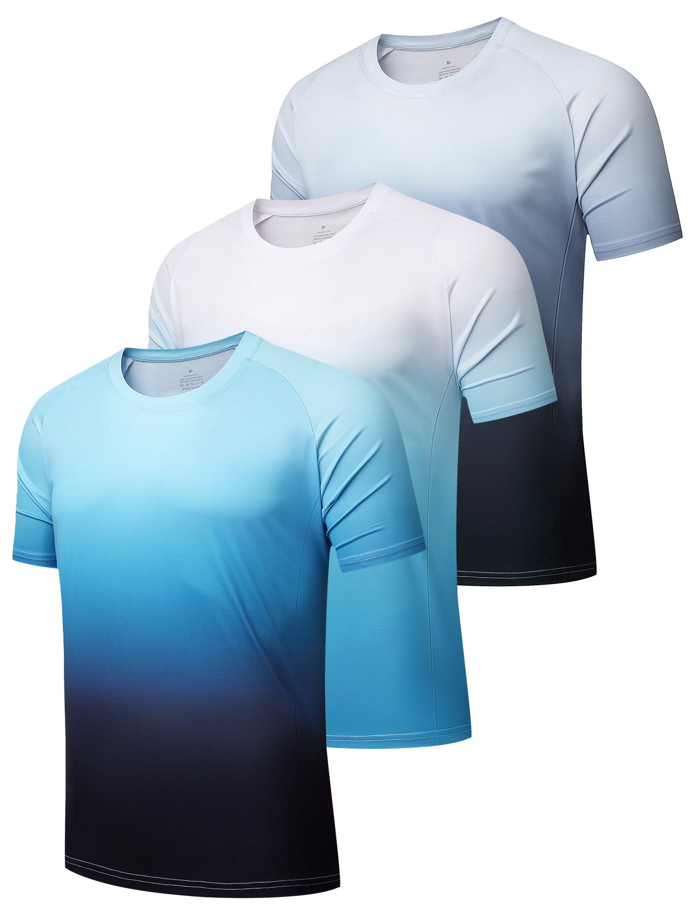 3 Pack: Men's Short Sleeve T Shirts,  UV Sun Protection Outdoor Hiking Athletic Active Tops