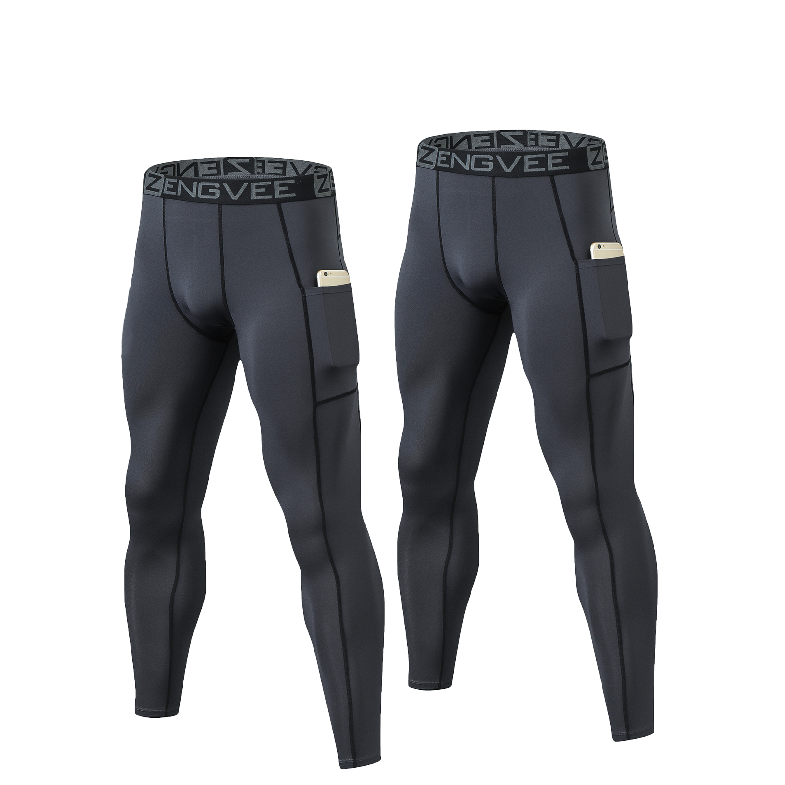 HUAKANG 2 Pack Compression Pants Men with Pockets