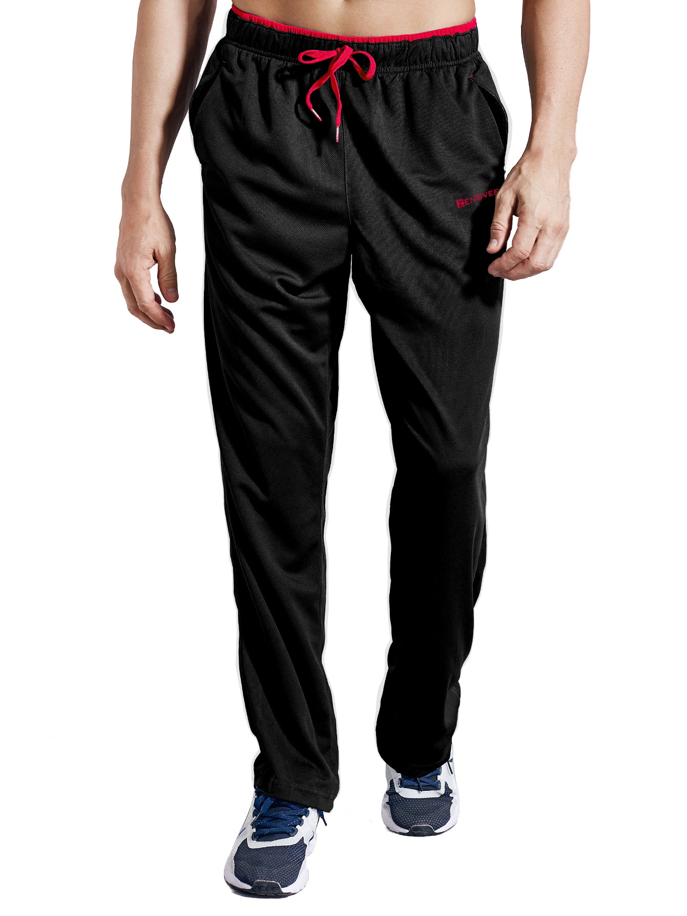 Men's Sweatpants with Zipper Pockets Open Bottom Athletic Pants