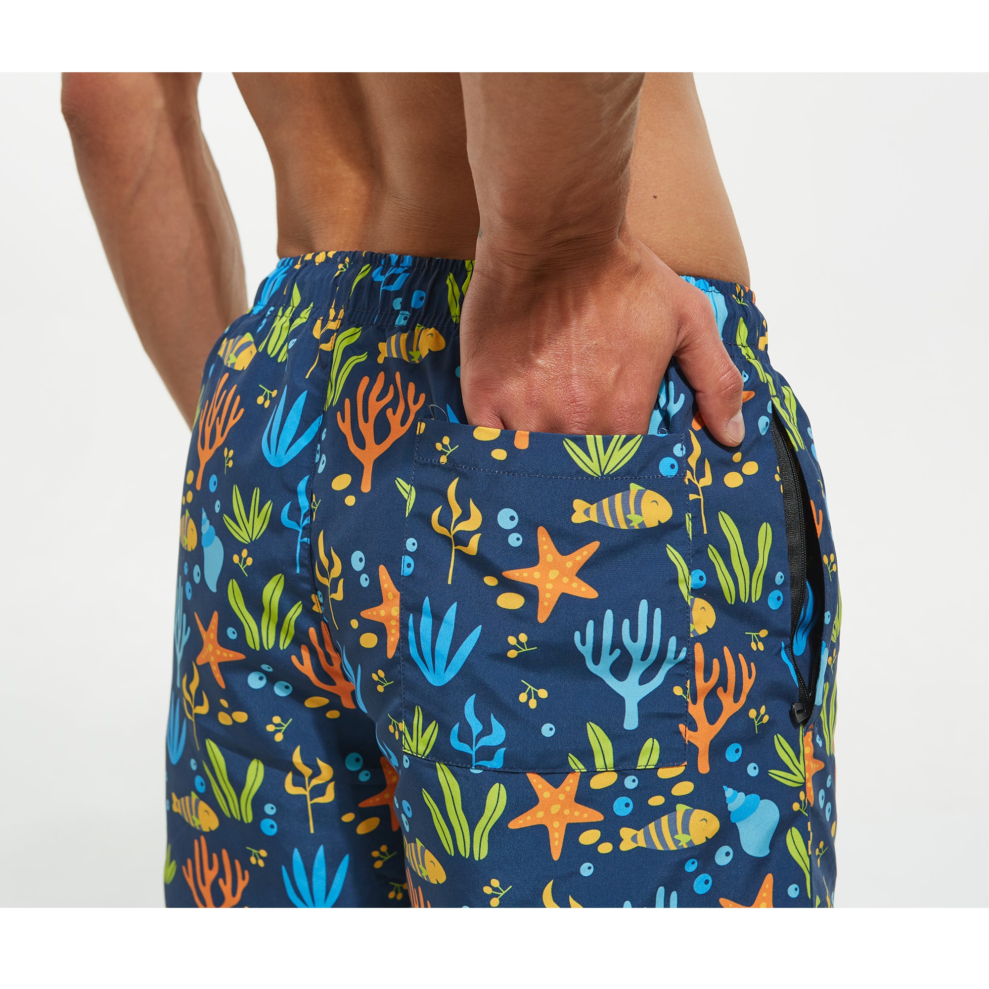 frueo 2 in 1 Swimming Trunks Men with Zipper Pocket Beach Shorts