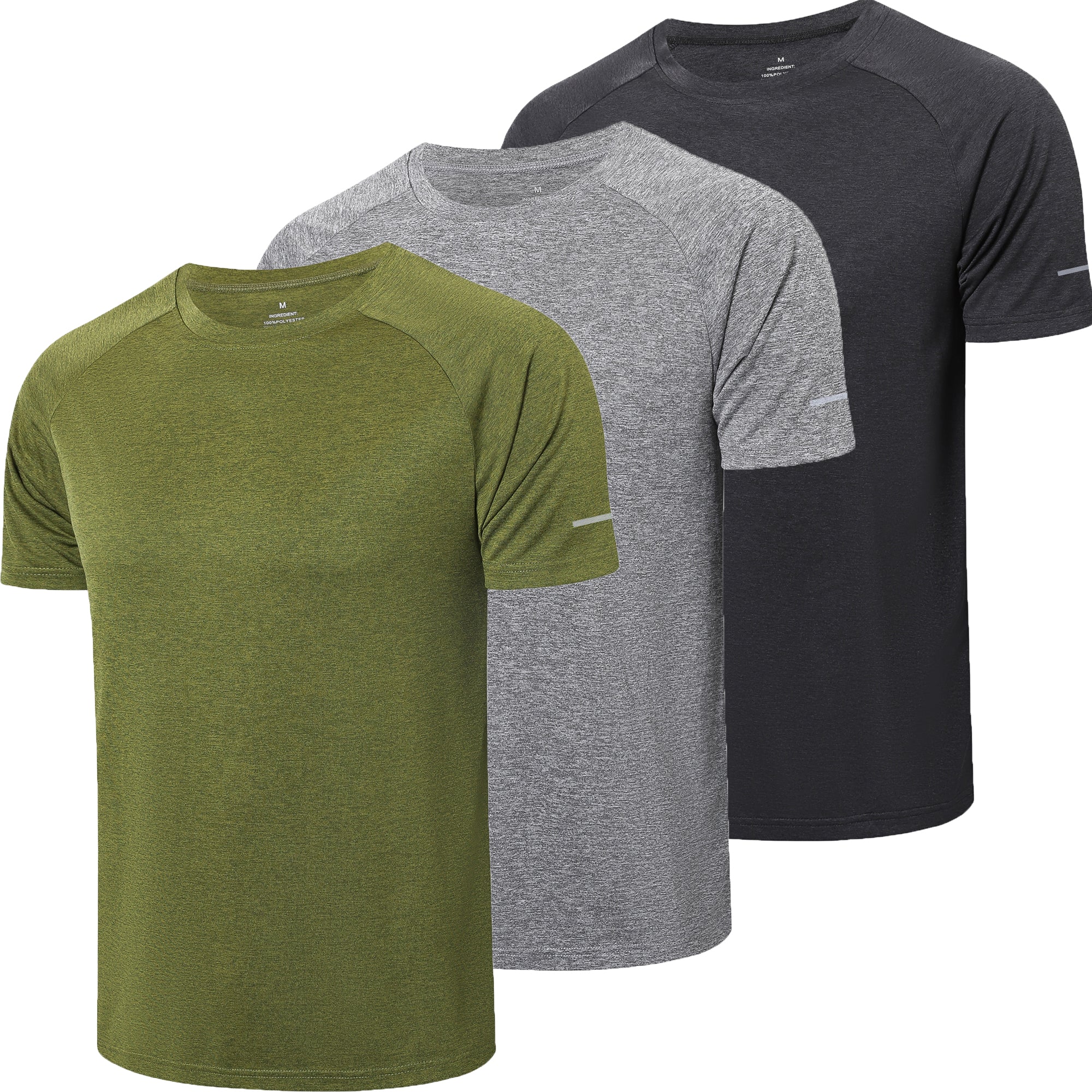 frueo Men's 3 Pack Workout Shirts Moisture Wicking Short Sleeve Athletic T-Shirts