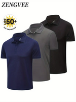 3 Pack Men's Polo Shirts Short Sleeve Quick Dry Breathable Golf Polo Shirts