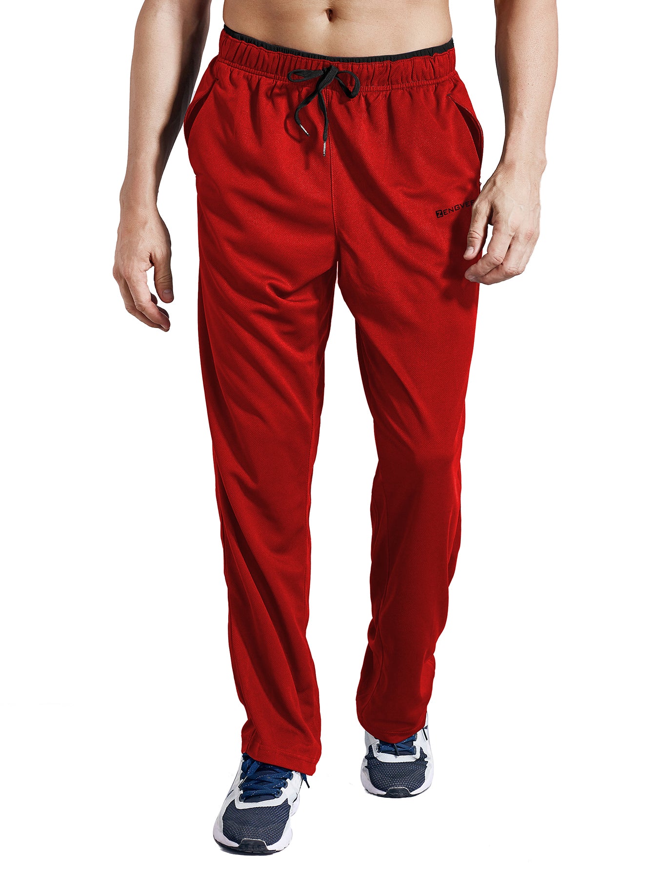 Men's Sweatpants with Zipper Pockets Open Bottom Athletic Pants