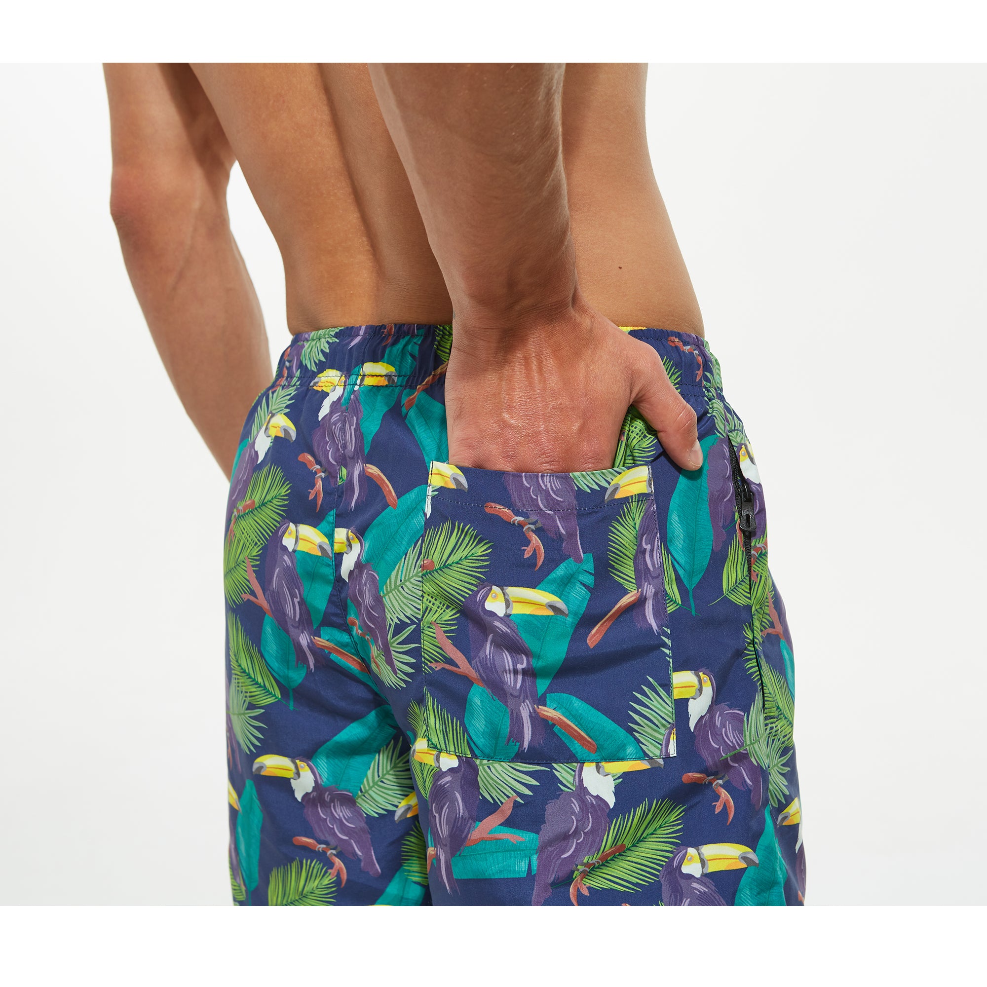 frueo 2 in 1 Swimming Trunks Men with Zipper Pocket Beach Shorts