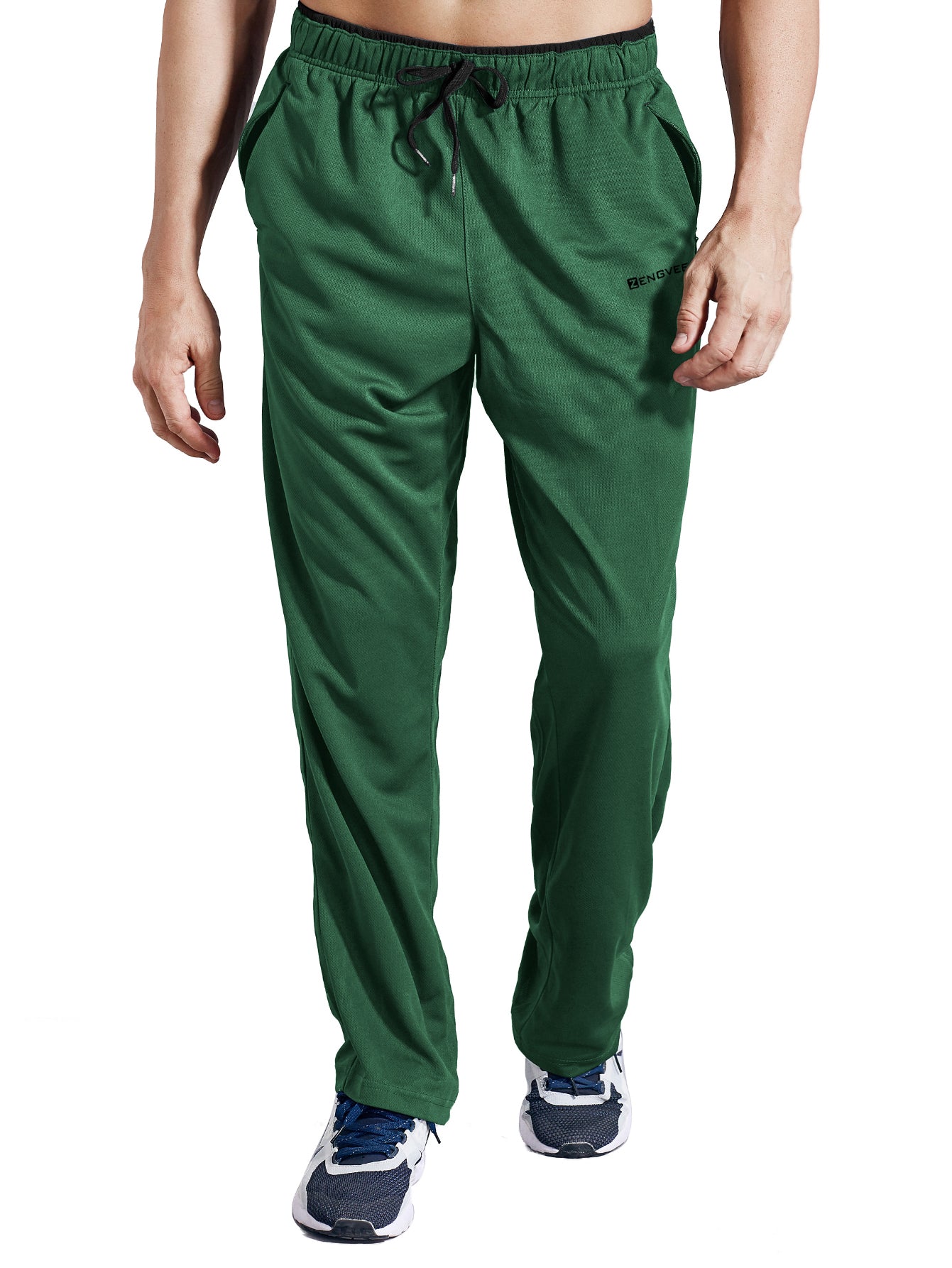 Men's Sweatpants with Zipper Pockets Open Bottom Athletic Pants