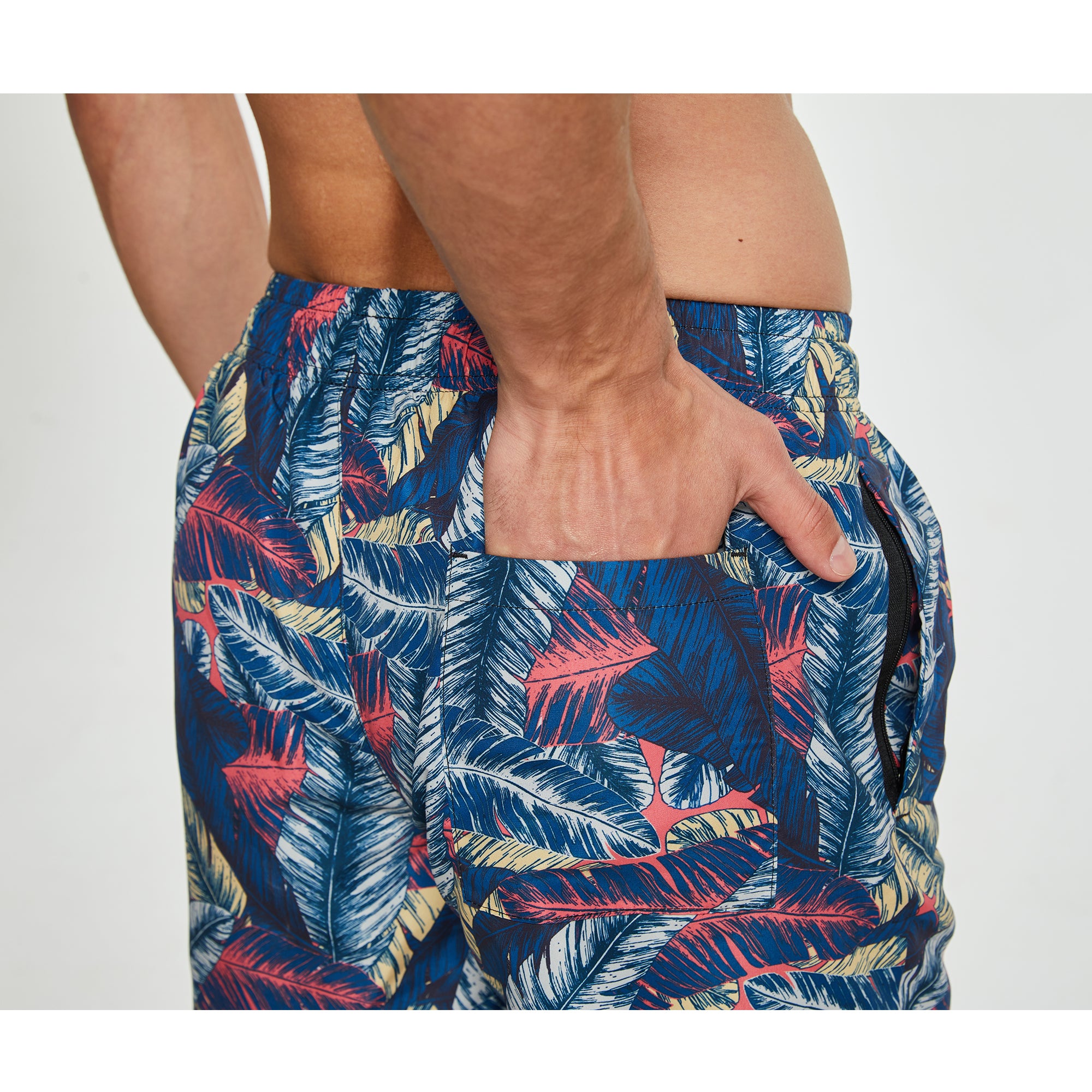 frueo 2 in 1 Swimming Trunks Men with Zipper Pocket Beach Shorts