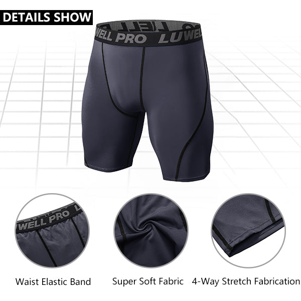 LUWELL PRO 3 Pack Compression Shorts Mens Quick Dry Running Shorts